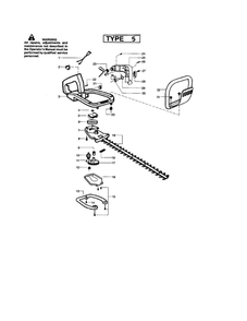 Blade/Hanlde/Drum/Clutch Diagram and Parts List for GHT180 Type 5 Weed Eater Hedge Trimmer